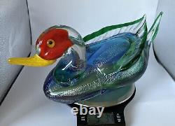 Gorgeous Murano DUCK colorful Campanella Venetian Blown Glass Duck Heavy