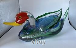 Gorgeous Murano DUCK colorful Campanella Venetian Blown Glass Duck Heavy