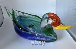 Gorgeous Murano DUCK colorful Campanella Venetian Blown Glass Duck Heavy