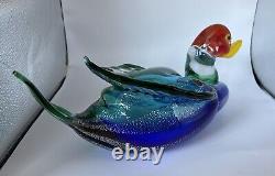 Gorgeous Murano DUCK colorful Campanella Venetian Blown Glass Duck Heavy