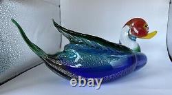 Gorgeous Murano DUCK colorful Campanella Venetian Blown Glass Duck Heavy