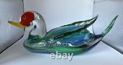 Gorgeous Murano DUCK colorful Campanella Venetian Blown Glass Duck Heavy