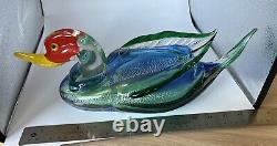 Gorgeous Murano DUCK colorful Campanella Venetian Blown Glass Duck Heavy