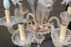 Gorgeous Murano venetian hand blown glass 1960 Chandelier 6 arms mid century