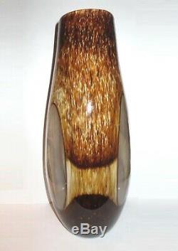 Great Price! 14 Tall Murano, 3 Glass Window Hand Blown 2 Layer Cased Glass Vase