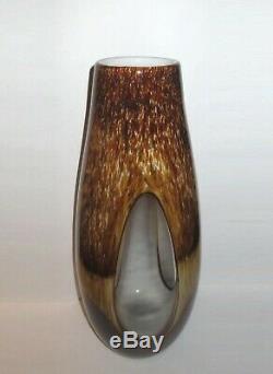 Great Price! 14 Tall Murano, 3 Glass Window Hand Blown 2 Layer Cased Glass Vase