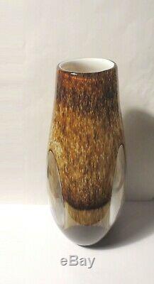 Great Price! 14 Tall Murano, 3 Glass Window Hand Blown 2 Layer Cased Glass Vase