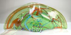 HUGE 2 Feet Wide Hand Blown Art Glass Sculpture Murano Style Murrine Swirls VTG