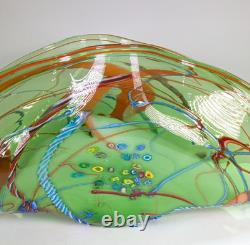 HUGE 2 Feet Wide Hand Blown Art Glass Sculpture Murano Style Murrine Swirls VTG