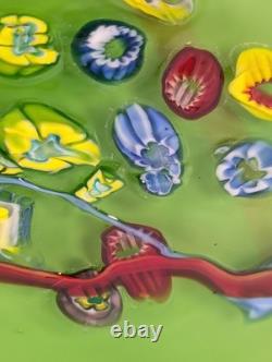 HUGE 2 Feet Wide Hand Blown Art Glass Sculpture Murano Style Murrine Swirls VTG
