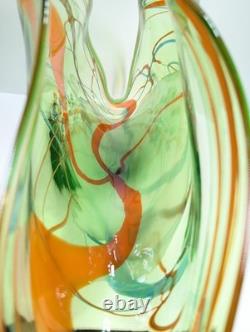 HUGE 2 Feet Wide Hand Blown Art Glass Sculpture Murano Style Murrine Swirls VTG