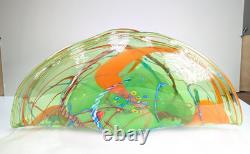 HUGE 2 Feet Wide Hand Blown Art Glass Sculpture Murano Style Murrine Swirls VTG