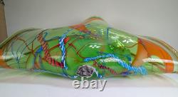 HUGE 2 Feet Wide Hand Blown Art Glass Sculpture Murano Style Murrine Swirls VTG