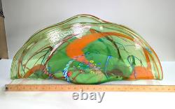 HUGE 2 Feet Wide Hand Blown Art Glass Sculpture Murano Style Murrine Swirls VTG