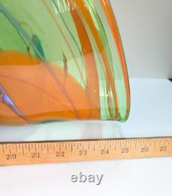 HUGE 2 Feet Wide Hand Blown Art Glass Sculpture Murano Style Murrine Swirls VTG
