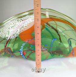 HUGE 2 Feet Wide Hand Blown Art Glass Sculpture Murano Style Murrine Swirls VTG