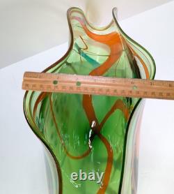 HUGE 2 Feet Wide Hand Blown Art Glass Sculpture Murano Style Murrine Swirls VTG