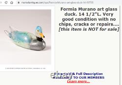 HUGE 38cm vintage Murano Formia Mian Giuliano silver foil glass duck sculpture