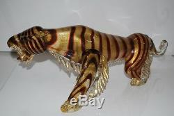HUGE Vintage Barbini Murano Glass Tiger 18 inches Long