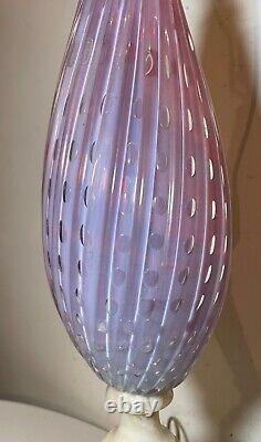 HUGE antique Italian Murano hand blown art glass marble electric table lamp pink