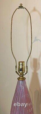 HUGE antique Italian Murano hand blown art glass marble electric table lamp pink