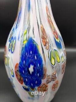 Hand Blown 12.5 Murano Vase withPolychrome Murrine and Canne Anzolo Fuga