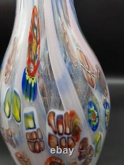 Hand Blown 12.5 Murano Vase withPolychrome Murrine and Canne Anzolo Fuga