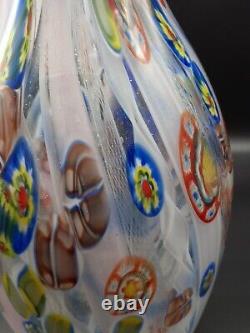 Hand Blown 12.5 Murano Vase withPolychrome Murrine and Canne Anzolo Fuga