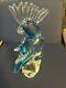 Hand Blown 1960s Murano Glass 12 Tall Bird Blue Parrot Cockatoo Figurine