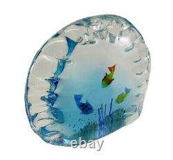 Hand Blown Art Glass 3 Fish Aquarium Sculpture