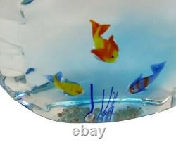 Hand Blown Art Glass 3 Fish Aquarium Sculpture