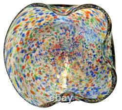 Hand Blown Art Glass Bowl Confetti Multicolored Vintage Murano Italy Mid Century