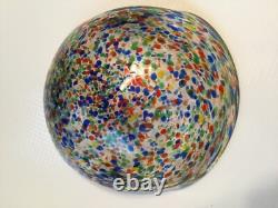Hand Blown Art Glass Bowl Confetti Multicolored Vintage Murano Italy Mid Century