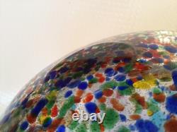 Hand Blown Art Glass Bowl Confetti Multicolored Vintage Murano Italy Mid Century