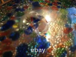 Hand Blown Art Glass Bowl Confetti Multicolored Vintage Murano Italy Mid Century