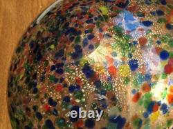 Hand Blown Art Glass Bowl Confetti Multicolored Vintage Murano Italy Mid Century
