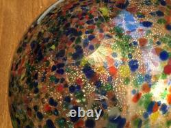 Hand Blown Art Glass Bowl Confetti Multicolored Vintage Murano Italy Mid Century