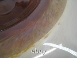 Hand Blown Art Glass Bowl murano 19 Wide Brown Amber Cream Modern Centerpiece