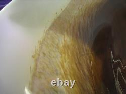 Hand Blown Art Glass Bowl murano 19 Wide Brown Amber Cream Modern Centerpiece