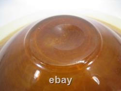 Hand Blown Art Glass Bowl murano 19 Wide Brown Amber Cream Modern Centerpiece
