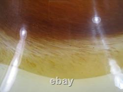 Hand Blown Art Glass Bowl murano 19 Wide Brown Amber Cream Modern Centerpiece