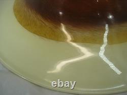 Hand Blown Art Glass Bowl murano 19 Wide Brown Amber Cream Modern Centerpiece