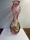 Hand Blown Art Glass Murano Large 13 Pink Clear Amber Vase Stunning