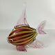 Hand Blown Art Glass Tropical Fish Pink Yellow Stripes Murano Style Coastal