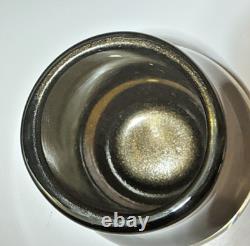 Hand Blown Art Glass Vase Amber Brown Gold Fleck Heavy Murano Style MCM 6