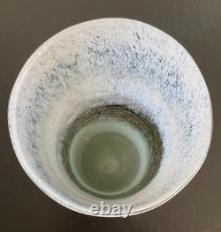 Hand-Blown Art Glass Vase Italian Murano Black White Green Web Crackle Vintage