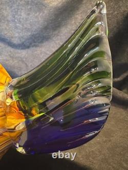 Hand Blown Art Studio Murano Style Glass Rooster 10.5 in