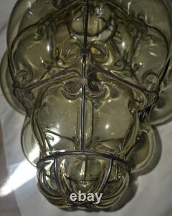 Hand Blown Caged Glass Lantern Ceiling Light Vintage Italy Read Murano