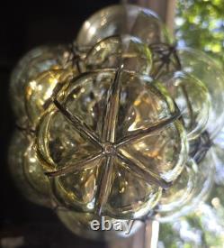 Hand Blown Caged Glass Lantern Ceiling Light Vintage Italy Read Murano