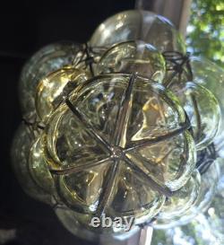 Hand Blown Caged Glass Lantern Ceiling Light Vintage Italy Read Murano